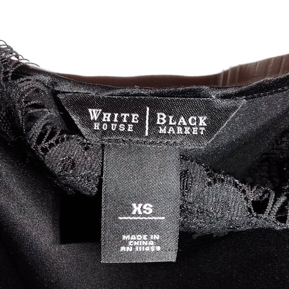 WHITE HOUSE BLACK MARKET SILK BUSTIER CAMISOLE EYELASH LACE THIN STRAPS BLACK XS - Picture 4 of 9